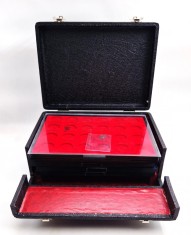 Geanta neagra pentru monede vintage chei incluse 5 tavi 196 locuri pentru monede