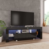 Comodă TV cu lumini LED, negru extralucios, 130x35x45 cm