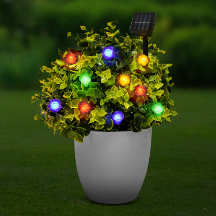 Șir de lumini solare cu LED - floare - 2,3 m - 20 LED - culoare