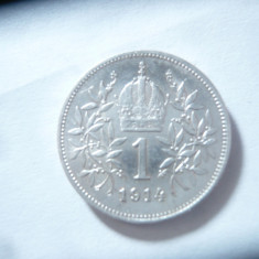 Moneda 1 koroana Austria 1914 argint , cal. AU