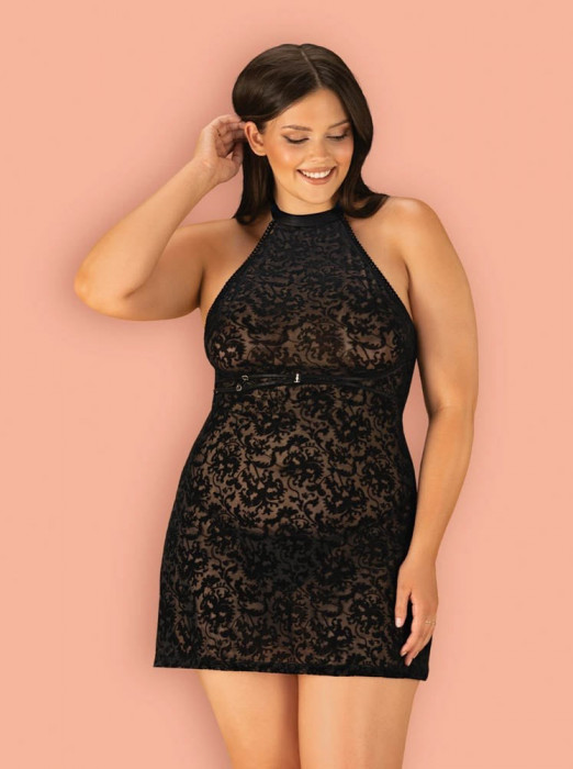 Softily &ndash; negru &ndash; rochie &amp; tanga L/XL