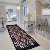 Cumpara ieftin Covor traditional, cu doua fete,bleumarin-bej, dimensiunea 80x200 cm