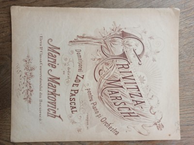 GRIVITZA MARSCH, MARIE MARKOVICH, PARTITURA CROMOLITO, INCEPUT DE SECOL XX foto