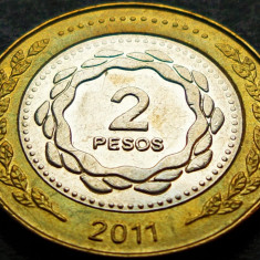 Moneda bimetal 2 PESOS - ARGENTINA, anul 2011 * cod 844