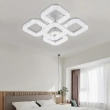 Cumpara ieftin Lustra LED 80W, 4+1 patrate cu cristale, telecomanda, lumina/rece/calda/neutra, intensitate reglabila