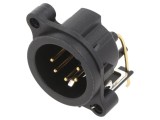 Soclu XLR Tată 5 PIN Unghi 90&deg; THT Negru