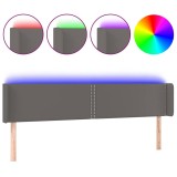 Cumpara ieftin Tablie de pat cu LED, gri, 203x16x78/88 cm, piele ecologica