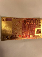 500 Euro 24k aur bancnota colectie innobilata cu aur pur serie limitata foto