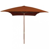 VidaXL Umbrelă de soare cu st&acirc;lp din lemn, cărămiziu, 200x300 cm