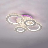 Lustra LED cu telecomanda si cristal ZAFINA RGB 136W, 6 Cercuri, lumina Rece/Calda/Neutra, Dimabila, Alb ModernLight Concept