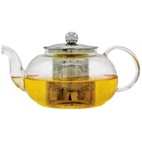 Ceainic Avec, Filtru Metalic, Sticlă, Capacitate 600ml, Transparent