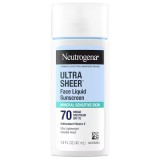 Emulsie solară pentru față Neutrogena Ultra Sheer Face Liquid SPF 70, filtre minerale, rezistentă la apă, 40 ml