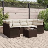 VidaXL Set de canapele pentru grădină 7 pcs Maro, Crem 55 x 55 x 37 cm