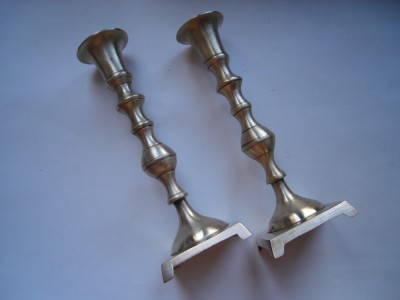 Pereche sfesnice din alama, 17 cm inaltime foto