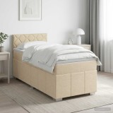Cumpara ieftin Pat boxspring cu saltea cu headboard Crem 80 x 200 cm Tesatura