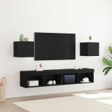 vidaXL Dulapuri TV Perete, 2 buc, Stejar Negru, 30.5x30x30cm, Comoda TV Living, Lemn, Montaj Simplu, Design Modern, Stocare Media, Negru