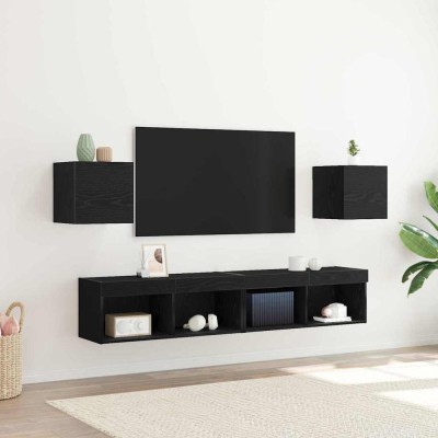 vidaXL Cabinet TV 2 pcs Negru 30.5 x 30 x 30 cm Lemn compozit foto