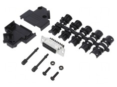 Conector D-Sub 15 Pin Mamă &icirc;n Unghi 45&deg; cu Şuruburi pe Cablu