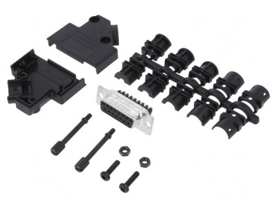 Conector D-Sub 15 Pin Mamă &amp;icirc;n Unghi 45&amp;deg; cu Şuruburi pe Cablu foto