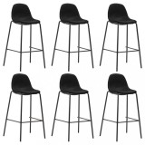 Scaune de bar, 6 buc., negru, material textil