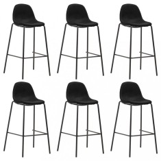 vidaXL Scaune de bar, 6 buc., negru, material textil