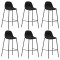 vidaXL Scaune de bar, 6 buc., negru, material textil