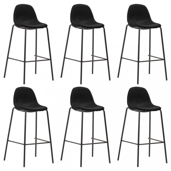 Scaune de bar, 6 buc., negru, material textil