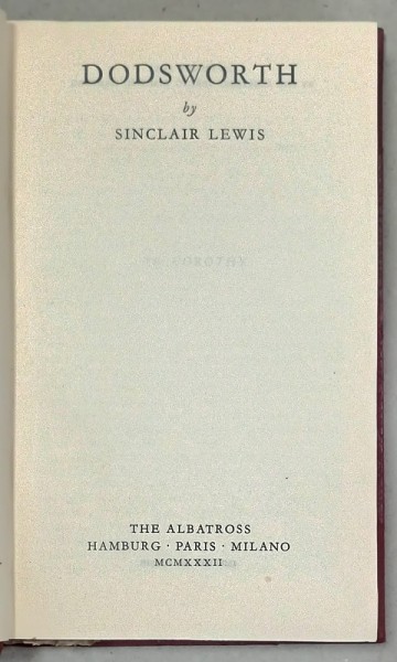 DODSWORTH by SINCLAIR LEWIS , 1932