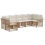 vidaXL Set de canapele de exterior 7 pcs Alb Natural și Crem Poliester 3437756