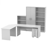 Cumpara ieftin Set mobilier birou mdf alb Johan 100x67.5x73.5 cm