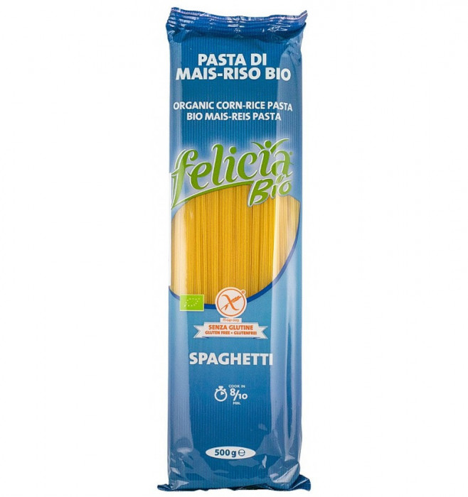 Spaghetti bio din faina de malai si orez, 500g Felicia
