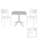 Cumpara ieftin Set de gradina masa si scaune Groovy-Fontline set 5 piese plastic alb 80x80x74.5cm