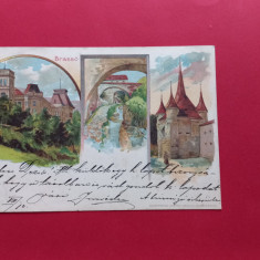 Litho Brasov Brasso Kronstadt 1900 Colaj Litografie