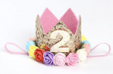 Glitter Crown Ziua de naștere Bandă de doi ani Trandafiri