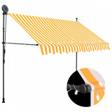 Copertină retractabilă manual cu LED, alb &amp; portocaliu, 300 cm, vidaXL