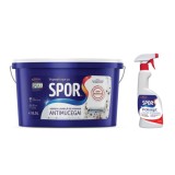 Vopsea lavabila interior, Spor antimucegai, alba, 8.5 L + solutie Polisept antimucegai, 0.5 L