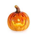 Figurina Dovleac Halloween ceramica portocalie maro cu led II &Oslash; 7 cm x 7 x 10 H