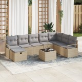 Set de Canapea Modulară de Grădină vidaXL cu Perne Bej Ratan Sintetic, Canapea Grădină 2-Seat cu Perne Bej Ratan Sintetic