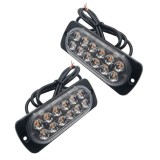 Set Lampi Avertizare Stroboscop 12 Leduri FOXMAG24, Girofar Led, 12/24V Galben, 112mm/41mm