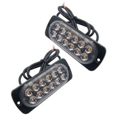 Set Lampi Avertizare Stroboscop 12 Leduri FOXMAG24, Girofar Led, 12/24V Galben, 112mm/41mm