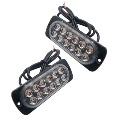 Set Lampi Avertizare Stroboscop 12 Leduri FOXMAG24, Girofar Led, 12/24V Galben, 112mm/41mm foto