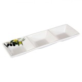 Platou Porțelan, Model Maslină, Alb, Capacitate 200 ml, Dimensiuni 27x9x3 cm, Oem