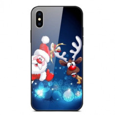 Husa iPhone XS Max Santa Claus and Ball Cu Spate Din Sticla Colorata foto