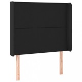 Cumpara ieftin Tablie de pat cu aripioare, negru, 83x16x118/128 cm, piele eco