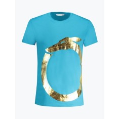 Tricou barbati din bumbac cu logo si croiala Regular fit, TRU2MTS01, Azur, S
