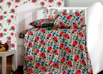 Lenjerie de pat matrimonial cu husa de perna dreptunghiulara, Gargarita, bumbac ranforce, gramaj tesatura 120 g/mp, multicolor foto