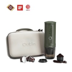Aparat Espressor cafea portabil Outin Nano + Geanta transport Nano Gift Set - Forest Green