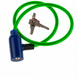 Antifurt pentru bicicleta cu 2 chei, 80 cm, cablu de 3 mm, verde, Oem