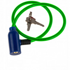 Antifurt pentru bicicleta cu 2 chei, 80 cm, cablu de 3 mm, verde