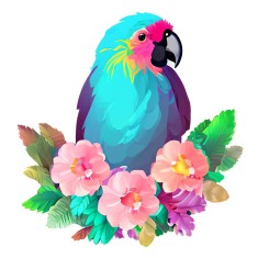 Sticker decorativ, Papagal, Turcoaz, 62 cm, 10342ST foto